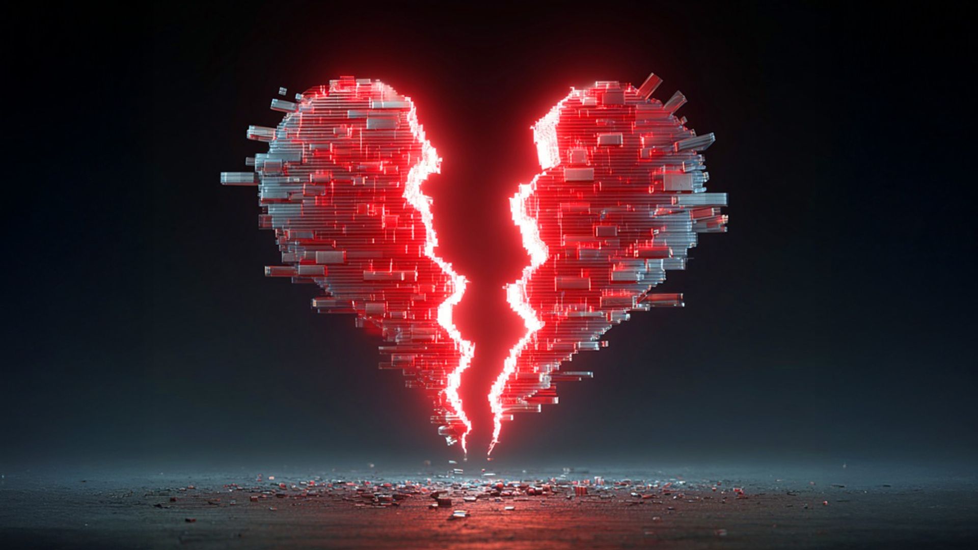 A digital heart breaking in two 