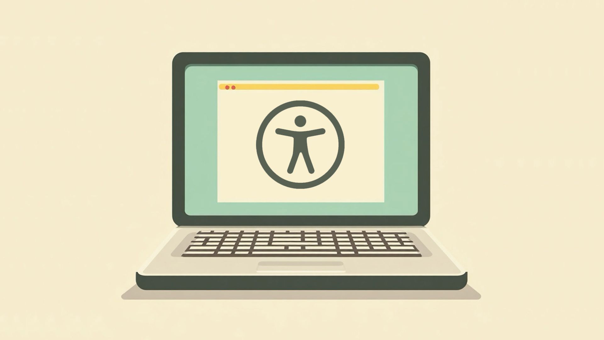 An illustration of a laptop computer with the accessibility icon on the screen