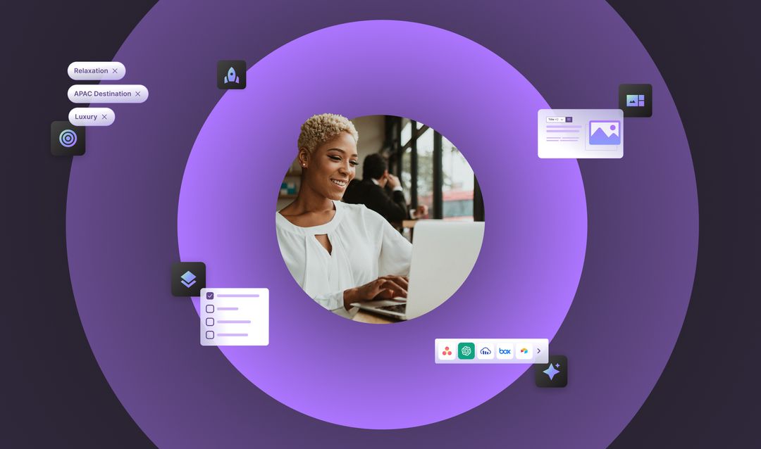 Concentric circles with software messages popping up and person at the center
