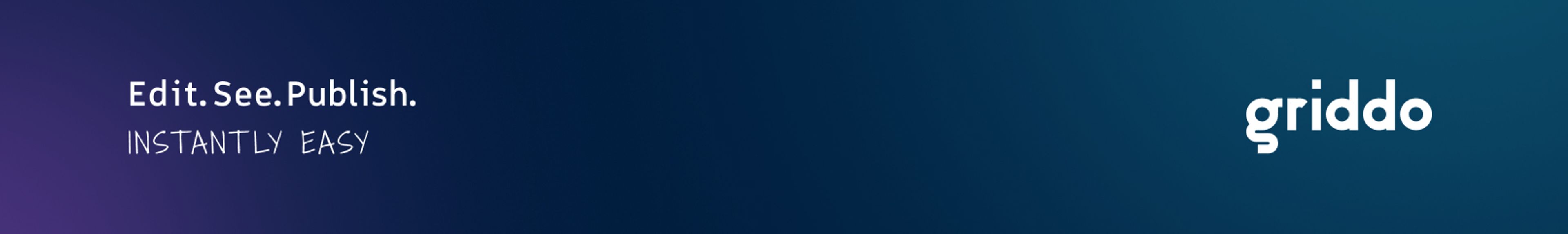 Edit. See. Publish. Griddo logo.