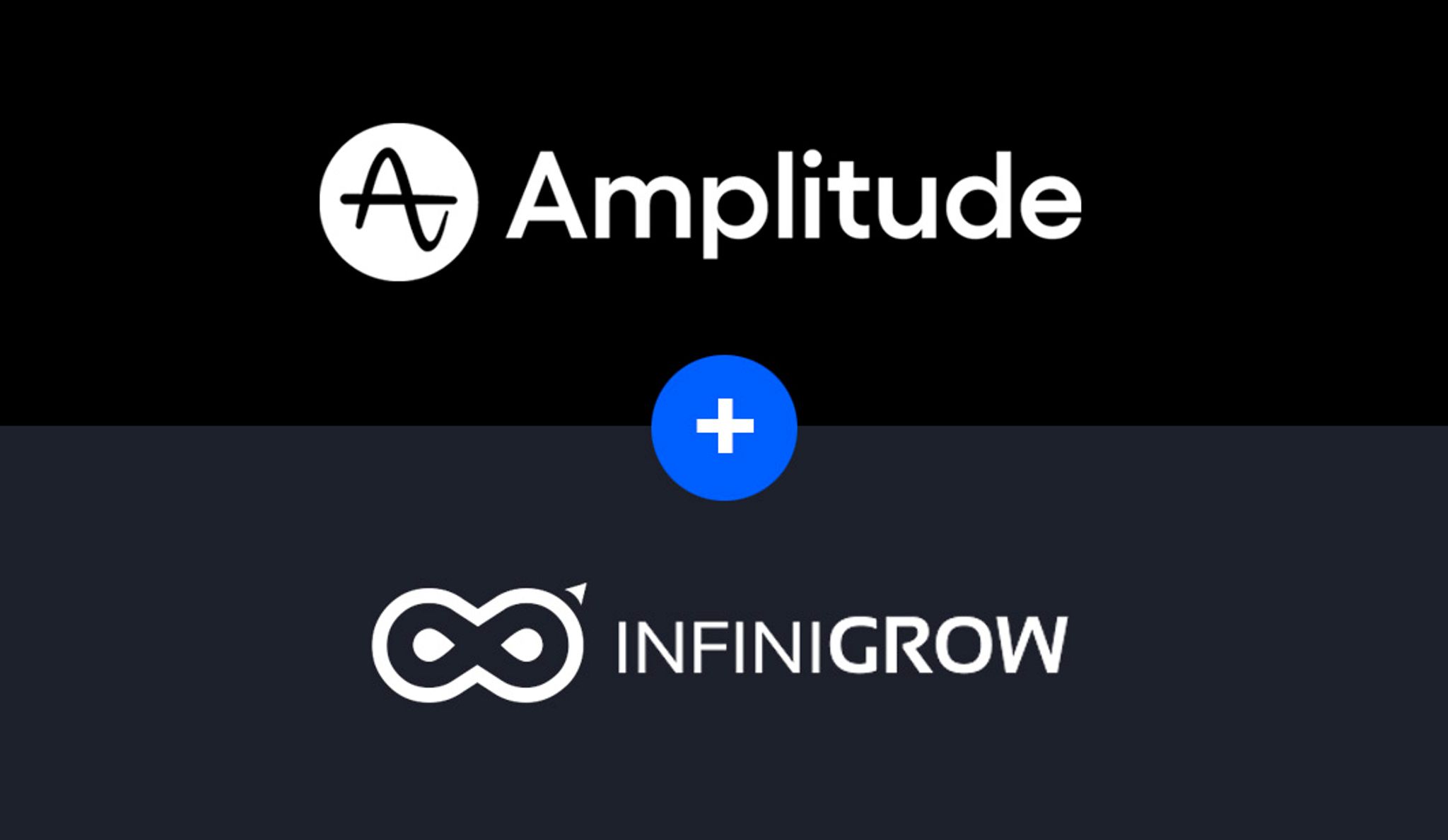Amplitude and InfiniGrow logos with a plus sign between them 