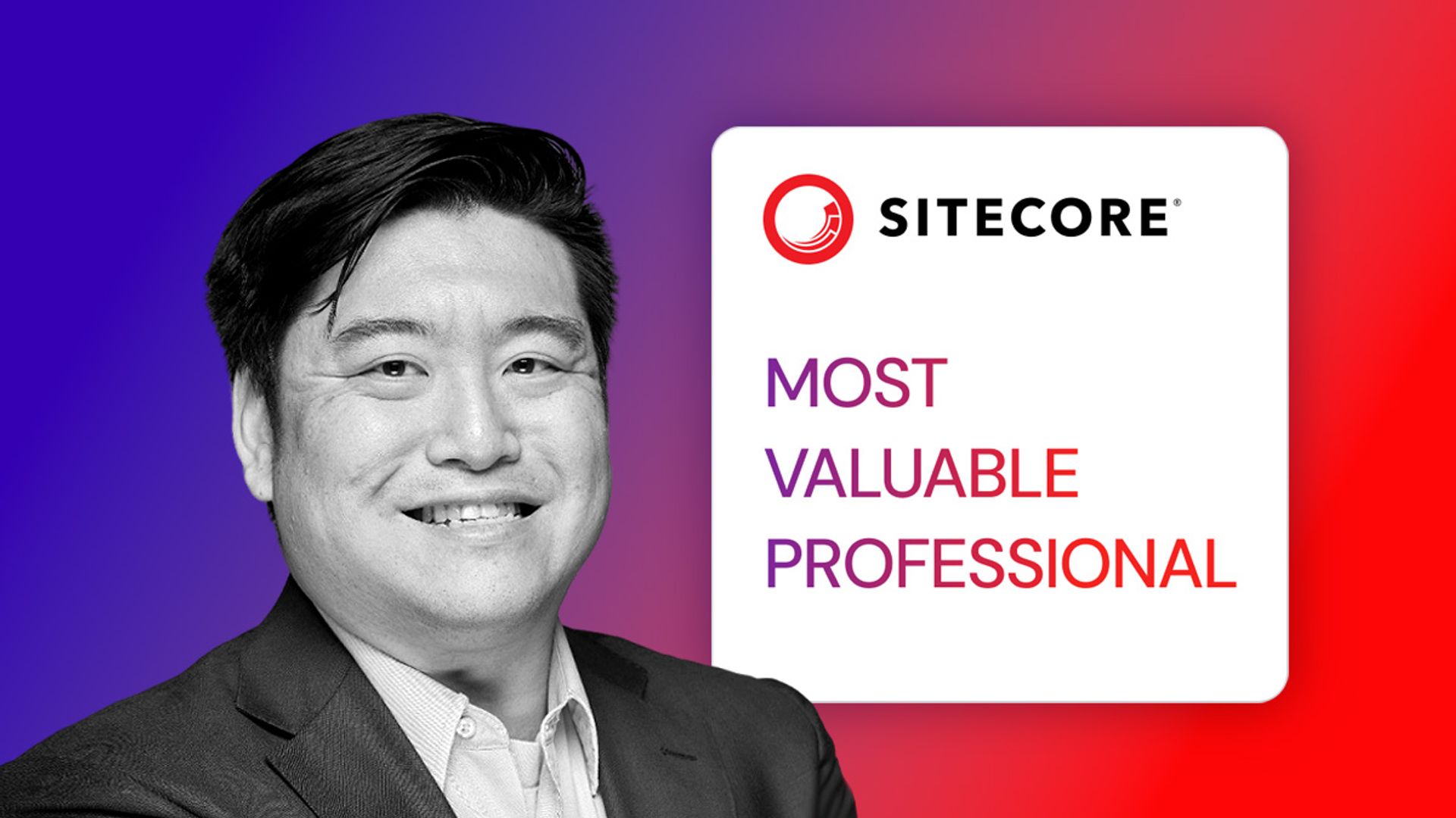 George Chang headshot and Sitecore MVP badge