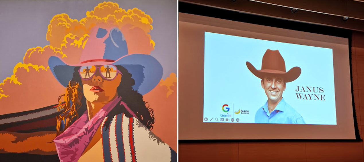 A couple of images of two people in a hat
AI-generated content may be incorrect.