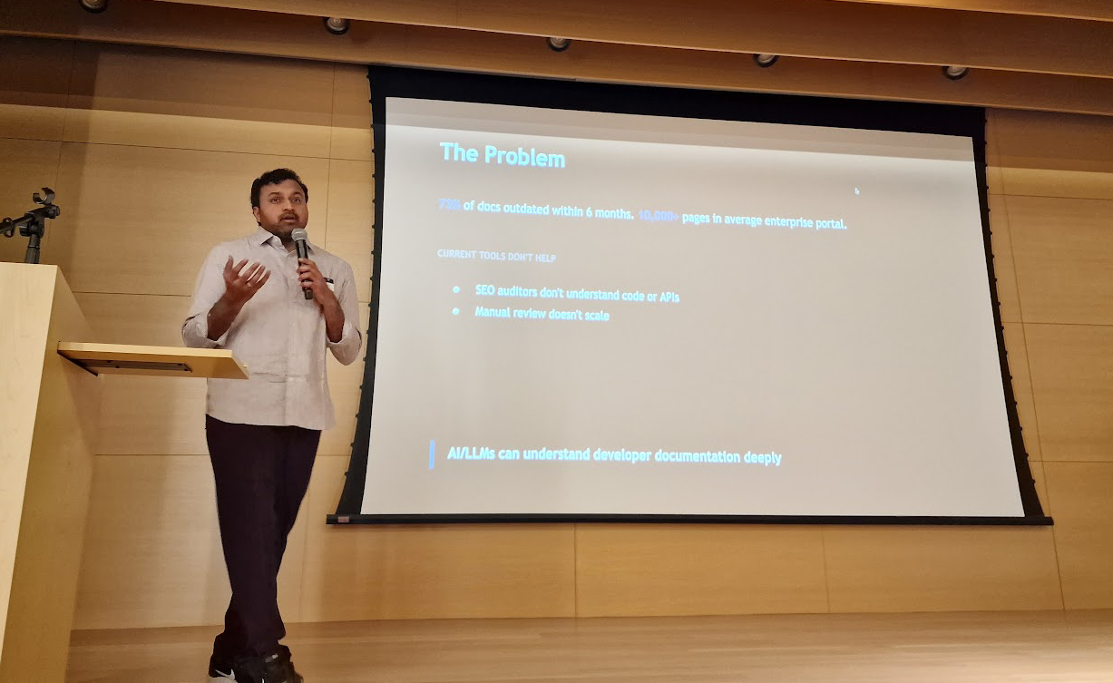 A person standing in front of a screen
AI-generated content may be incorrect.