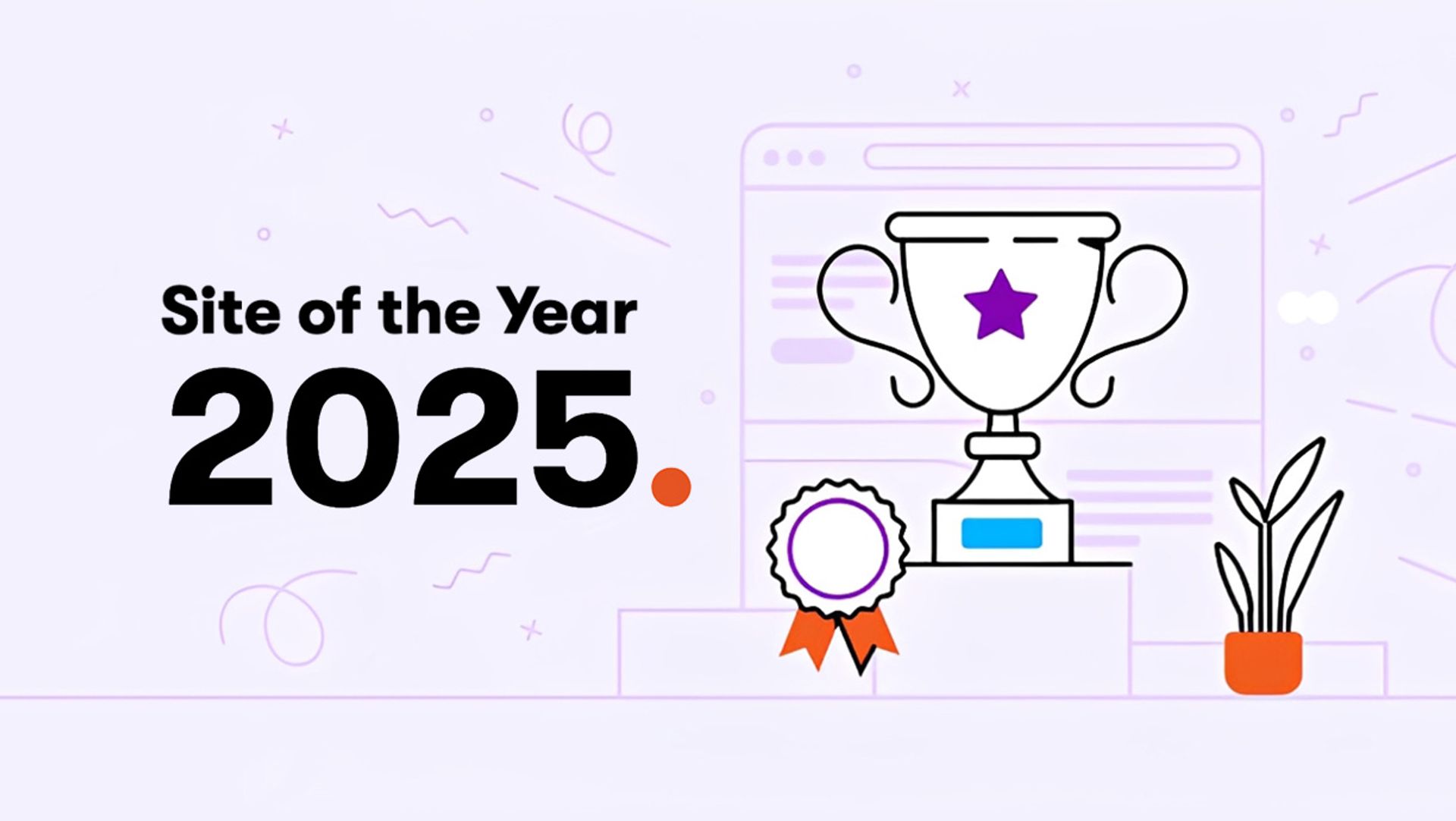 Site of the Year 2025 next to an illustration of a trophy and a medal