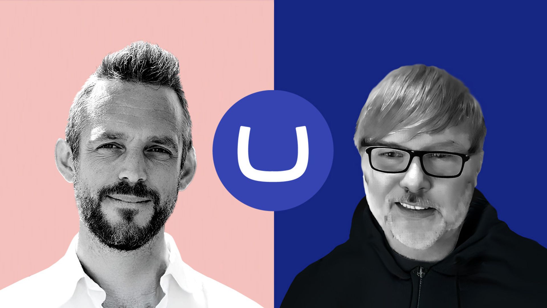 Filip-Bech Larsen and Phil Whittaker headshots with the Umbraco logo between them