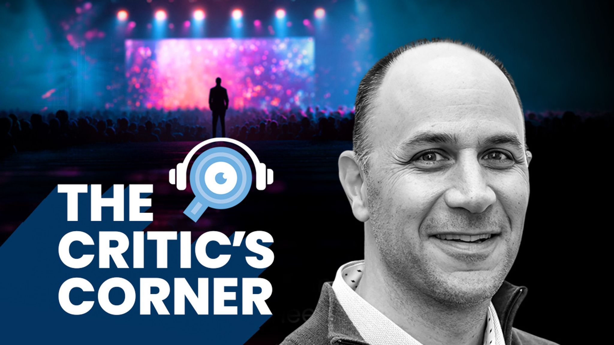 The Critic's Corner logo and Adam Greco headshot